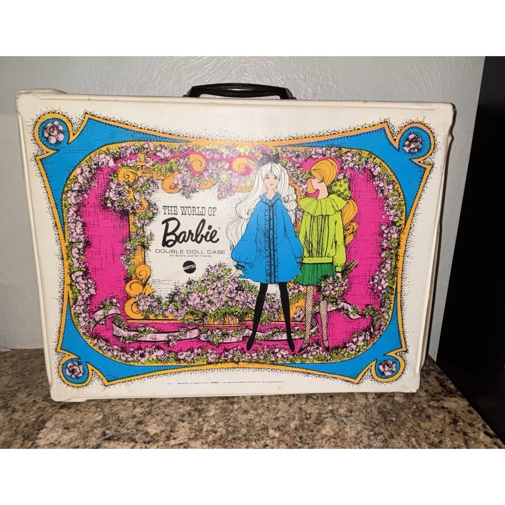 1968 The World Of Barbie Double Vinyl Doll Case w/ Inflatable Washing Machine